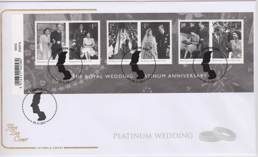 2017 The Royal Wedding Platinum Anniversary COTSWOLD MS FDC - London SW1(Silhouette) Postmark - Click Image to Close